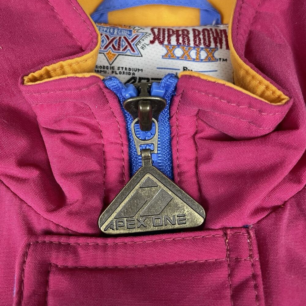 Rare vintage 1995 Apex Proline Super Bowl XXlX NFL jacket Small 49ers Vs Charger - Picture 7 of 15